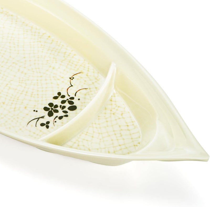 Hedume 2 Pack Sushi Boat Shape Plate, Sushi Sashimi Serving Tray, Nearly Unbreakable Melamine Plastic Plate, Top Dishwasher Safe, 12.9 x 5.7 Inch - Image 2